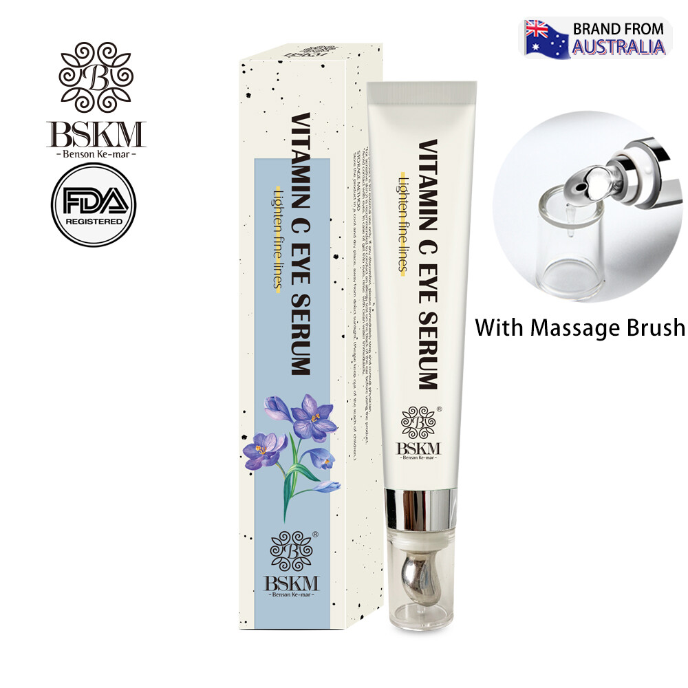 Gambar BSKM Vitamin C Eye Serum 20g Eye Gel With Massage Head Lighten Fine Lines Dark Circles Treatment Eye Cream