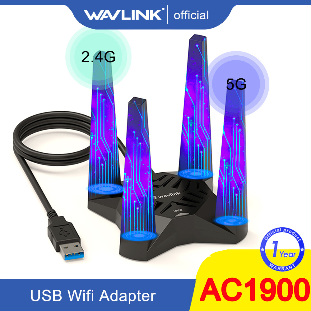 Wavlink ac1900 không dây băng tần kép usb3.0 bộ điều hợp wi-fi 1900mbps bộ chuyển đổi usb wifi bộ điều hợp wi-fi cho máy tính xách tay với 2.4g/600mbps và 5g/1300mbps, 4x 3dbi khuếch đại cao ăng-ten bên ngoài, mu-mimo. thiết kế từ card mạng cho máy tính đ