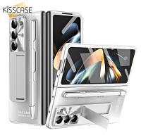 【With Screen Film】KISSCASE AG Matte Invisible Bracket Case For Samsung Z Fold5 Case Plating Glossy Hinge Shell For Galaxy Z Fold 5 5G Z Fold5 Fold4 Fold3 Case 360 Full Screen Protector Shockproof Kickstand Holder Stand Cover With Pen Slot to Choose