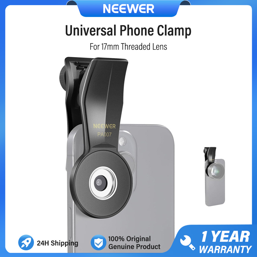 NEEWER PA007 Universal Phone Lens Holder, Giá đỡ ống kính điện thoại đa năng, Kẹp điện thoại cho ống kính điện thoại ren 17mm, dành cho điện thoại thông minh iPhone Samsung Xiaomi Android