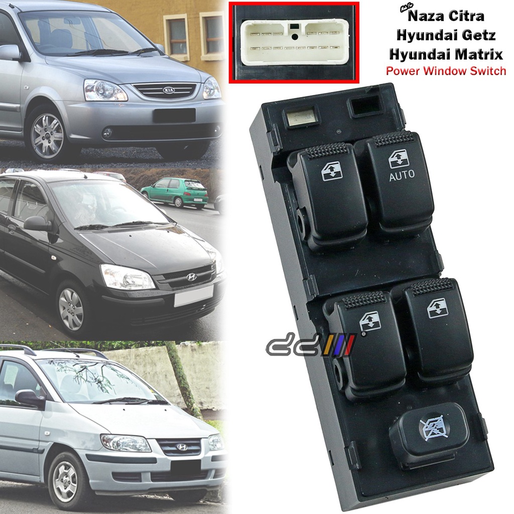 Power Master Window Switch For Hyundai Getz (2003-2010) & Matrix (2006-2011) - Direct Fit, Black
