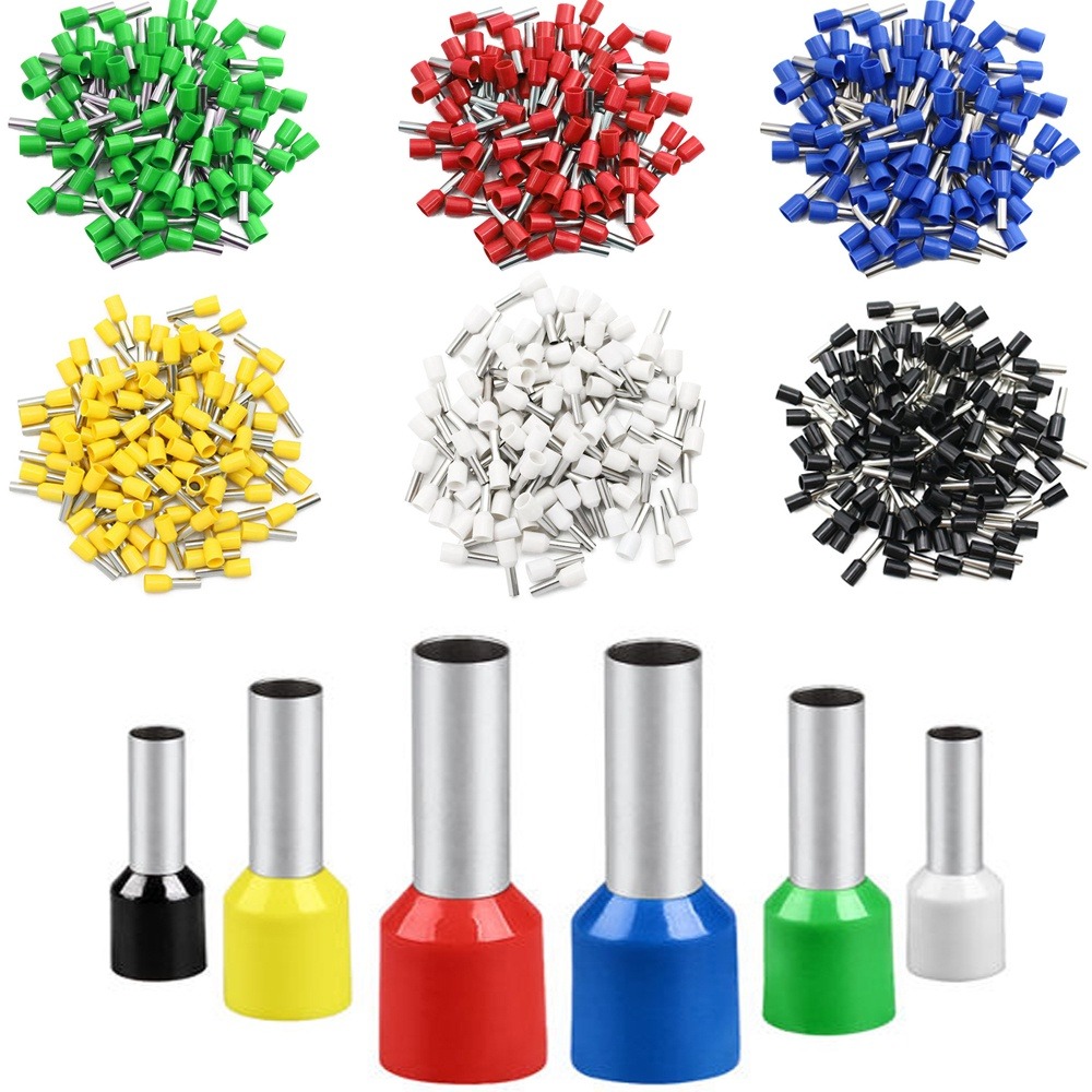 100 cái/gói cách điện ferrules khối thiết bị đầu cuối đầu dây đầu nối dây điện điện uốn terminator e0508/e7508/e1008/e1508/e2508/e4009/e6012