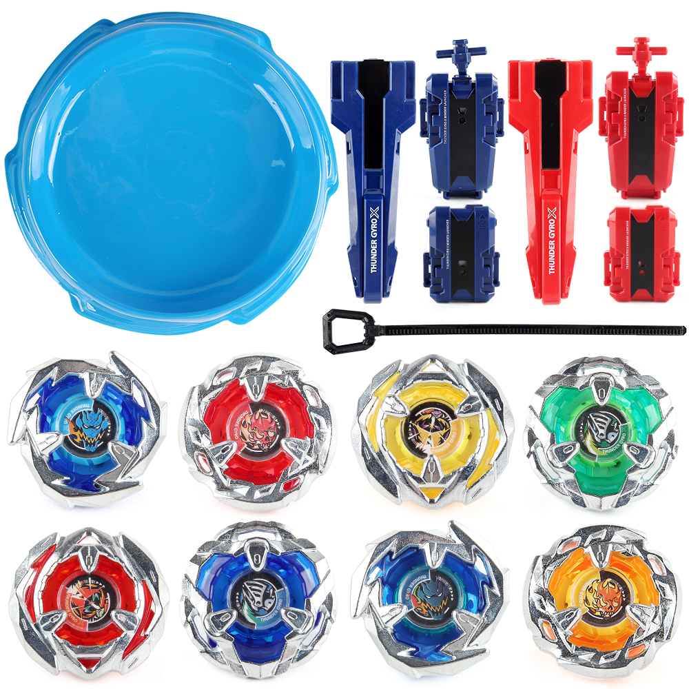 4pcs Beyblade X BX Gyros with Ripcord String Launcher Grip Stadium Arena Toy Set Starter Metal Battle Spinning Top Children Boys Christmas Gift