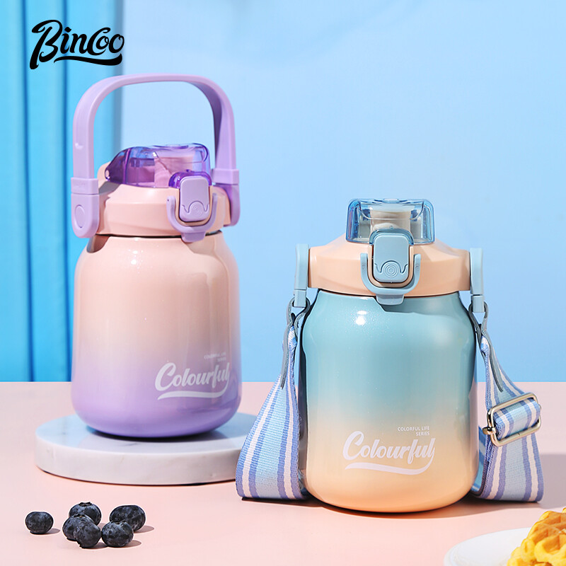 Oneisall bình giữ nhiệt bình nước trẻ em dung tích lớn 620ml bình chân không cốc nước ống hút bằng thép không gỉ