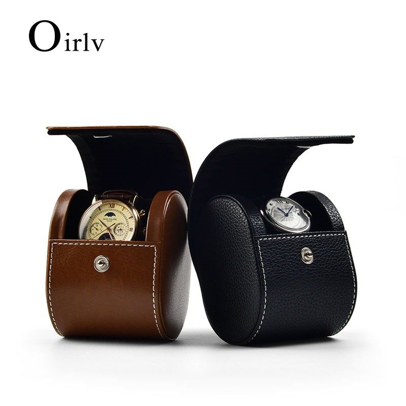Oirlv hộp đựng đồng hồ du lịch bằng da 6 màu hộp đựng đồng hồ đơn cho nam nữ túi xếp gọn cuộn đựng đồng hồ tiện dụng b009