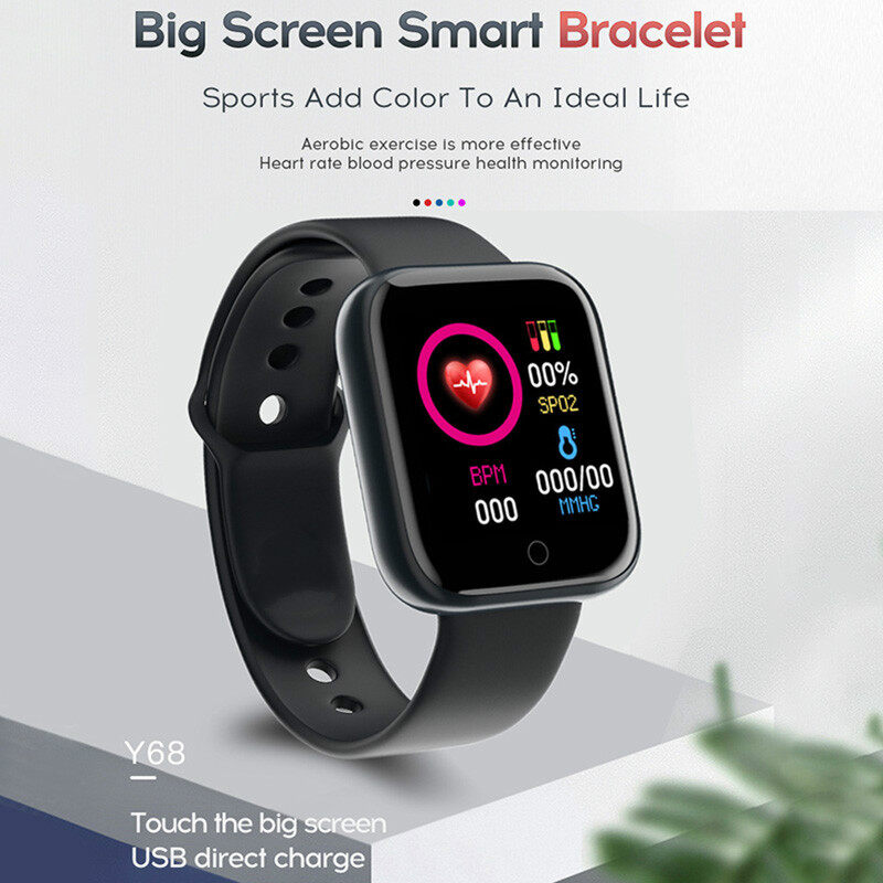 Free Strap 100% Original Y68 Đồng Hồ Thông Minh Bluetooth Không Thấm Nước Tập Thể Dục Huyết Áp Tracker Máy Theo Dõi Nhịp Tim D20 Smartwatch Đối Với Apple IOS Android 11