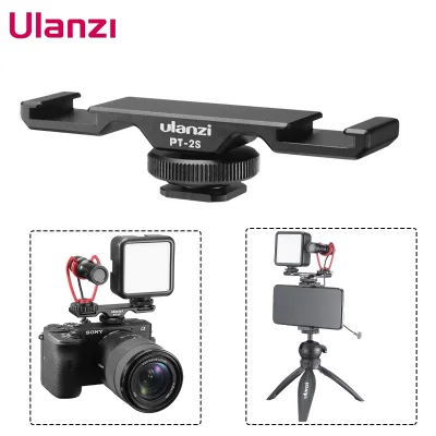 ULANZI PT-2S Dual Cold Shoe Vlog LED Light Microphone Mic Mount Bracket Bridge Tripod Adapter for Phone / DSLR Camera (1)
