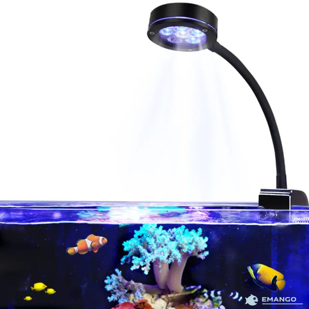 Emango đèn LED cho hồ cá biển 100V-240V san hô SPS LPS hồ cá biển rạn san ống kim loại có thể chỉnh góc cho bể biển 30-50cm