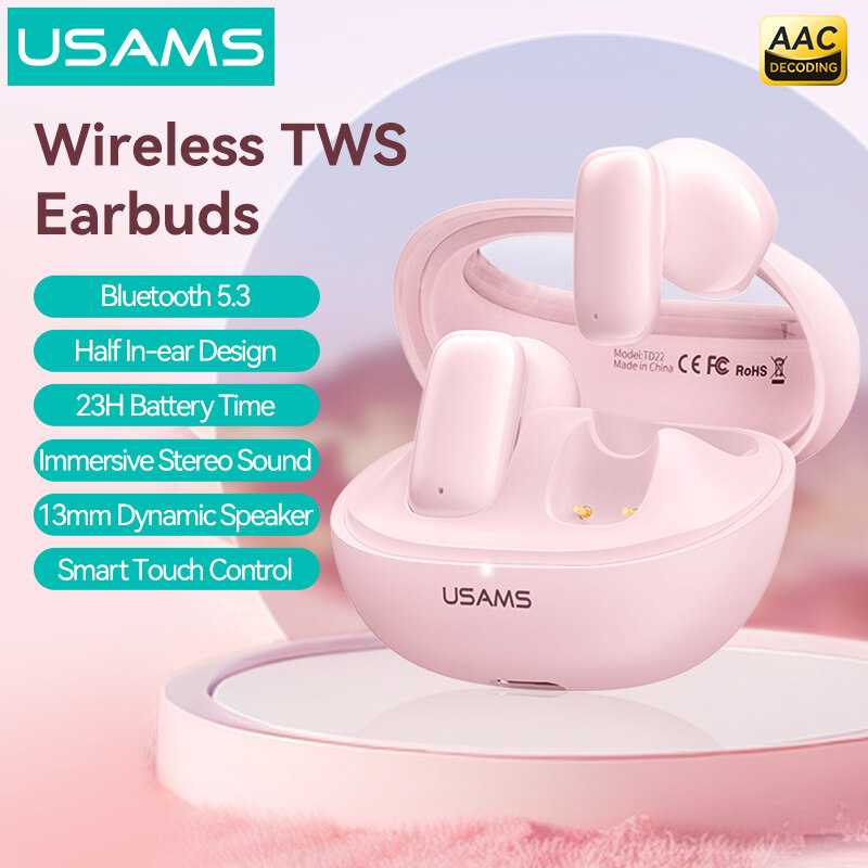 Usams tai nghe gắn tai không dây TWS Tai nghe bluetooth 5.3 chất lượng âm thanh chất lượng cao 5H siêu tuổi thọ pin dài Phát lại nhạc Hỗ trợ AAC một nửa trong tai nghe đeo tai