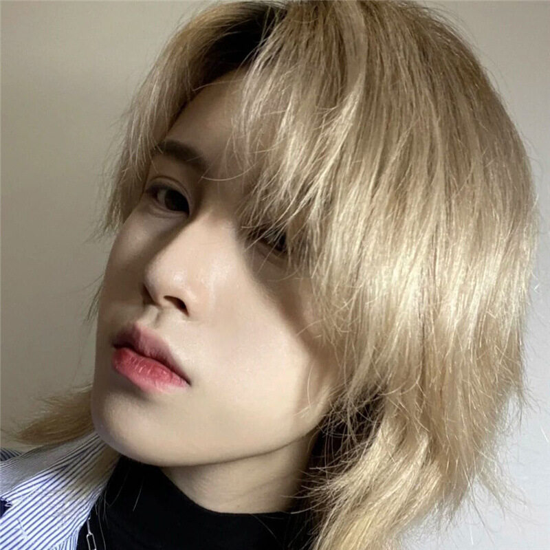 Tóc Giả Đuôi Sói Tóc Ngắn Đầu Đen Lưới Màu Đỏ Cho Nam Tóc Giả Biểu Diễn Unisex Nhật Bản Bộ Tóc Giảm Tuổi Tự Sướng Học Sinh Chất Lượng Cao Bền