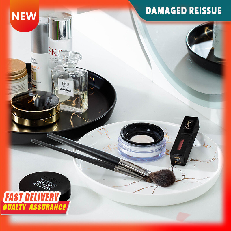 Gambar Phnom Penh Marbled Ceramic Jewelry Tray Aroma Storage Plate Restaurant Western Plate Cake Dessert Plate