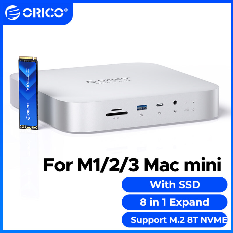 ORICO Dual M.2 USB C HUB Type-C trạm nối cho ma Mini M2 Studio M1 Max Ultra 4K60hz dp1.4 SD/TF