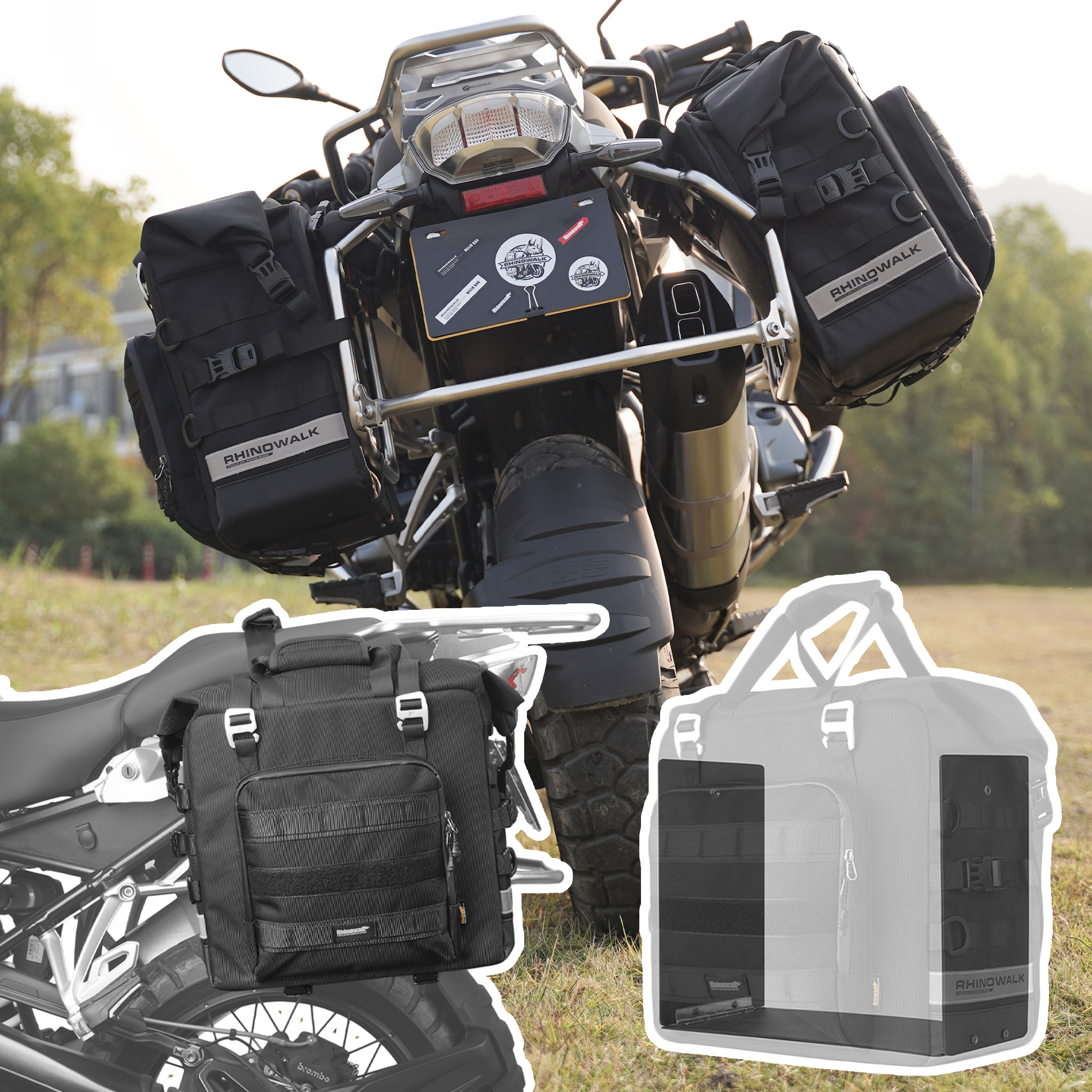 อุปกรณ์ประดับยนต์และชิ้นส่วนยานยนต์ Rhinowalk กระเป๋าข้างรถจักรยานยนต์ 25L-32L กันน้ำด่วนที่วางจำหน่ายอานกระเป๋ามอเตอร์ฮาร์ดแร็คกระเป๋า Lug ความจุขนาดใหญ่ที่วางจำหน่ายด่วน 3D Cube อานรถมอเตอร์ไซด์กระเป๋ามัลติฟังก์ชั่กระเป๋าสะพายเดินทาง