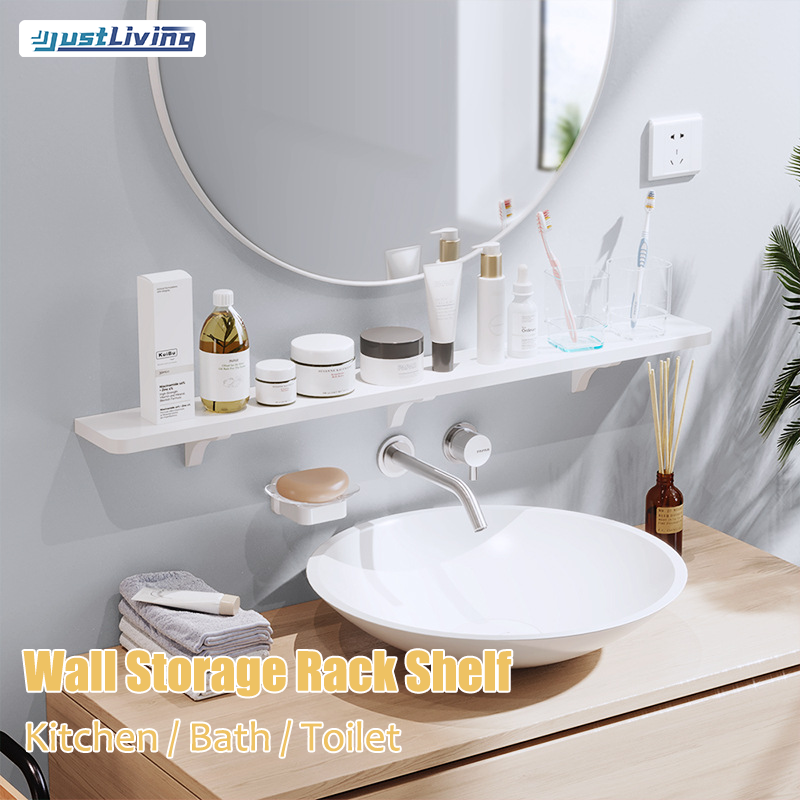 JustLiving Giá Kệ Treo Tường Phòng Tắm Giá Treo Tường Nhà Vệ Sinh Tự Dính Không Cần Đục Lỗ Kệ Chống Thấm Nước Giá Để Đồ Cho Nhà Bếp
