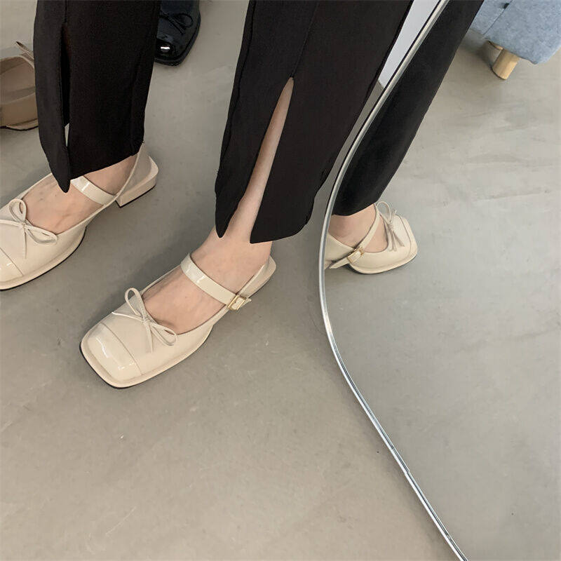 Giày Một Lớp Mẫu Mới Xuân Hè Gót Thấp Miệng Nông Giày Nữ Quai Ngang Mary Jane Năm 2022 Giày Thời Trang Phong Cách Dịu Dàng Ngọt Ngào 12