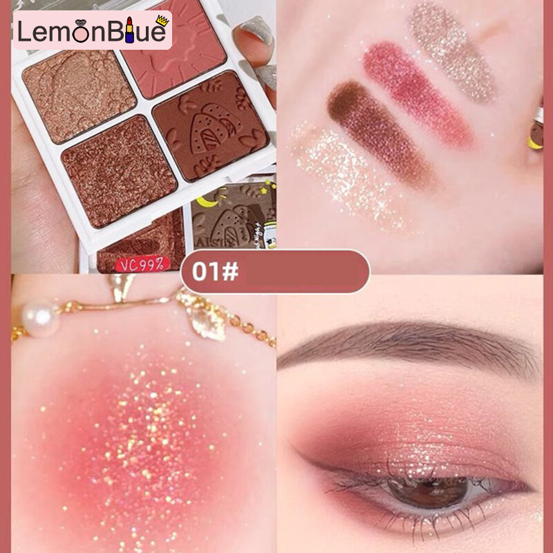 Gambar LemonBlue 4 Colors Eyeshadow Palette Non Flying High Color Rendering Transparent Eyeshadow Palette Non Flying High Color Rendering Square Transparent Acrylic Cute Makeup 4 Colors