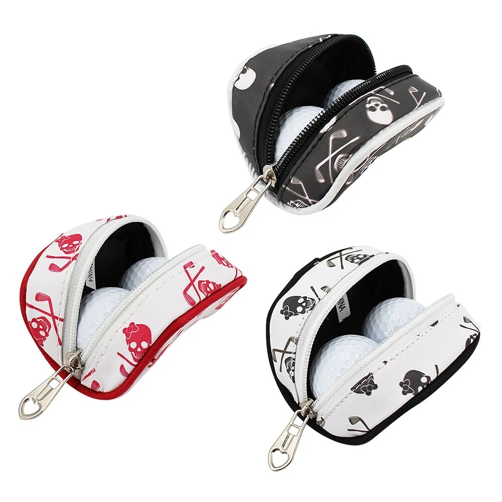 1 chiếc túi đựng bóng golf mini túi đựng bóng golf thắt lưng da pu thiết kế hình đầu lâu túi đựng đồ có khóa kéo có móc khóa