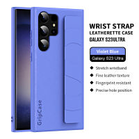 KISSCASE Solid Leather Wrist Strap Phone Case For Samsung S24Ultra Hand Band Holder Shockproof Slim Hard Back Cover For Galaxy S24 S23 S22 Ultra Plus