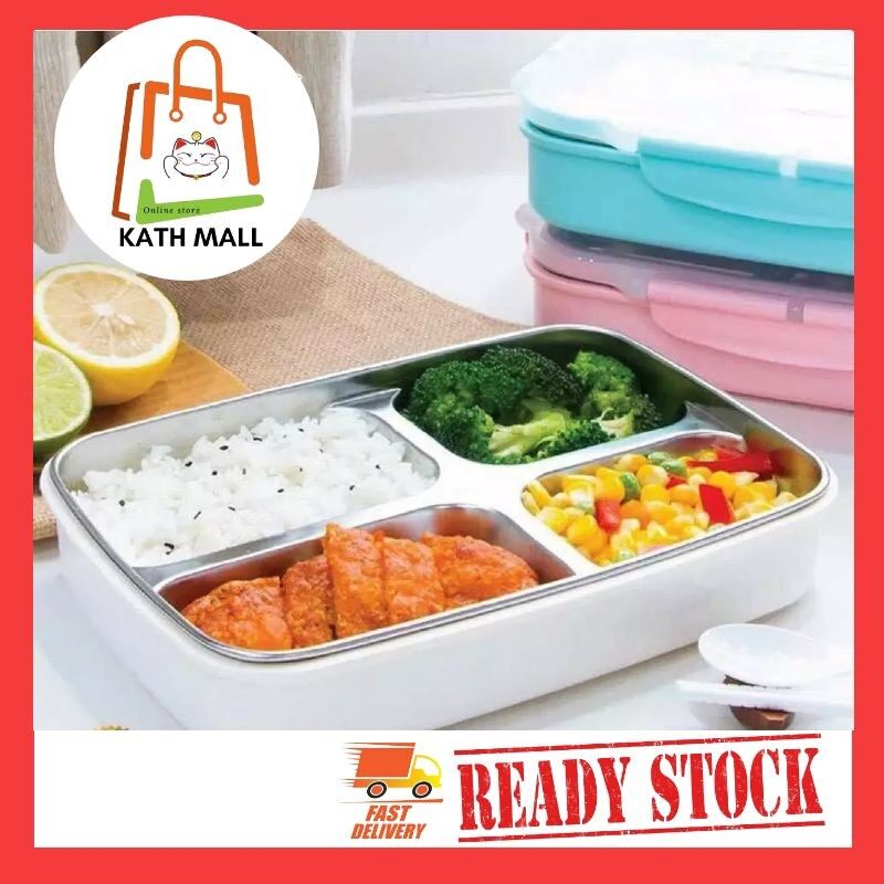 Gambar Separate Leakproof Thermal Bento Box with Tableware Food Container Microwave Heating Student Worke Lunch Box