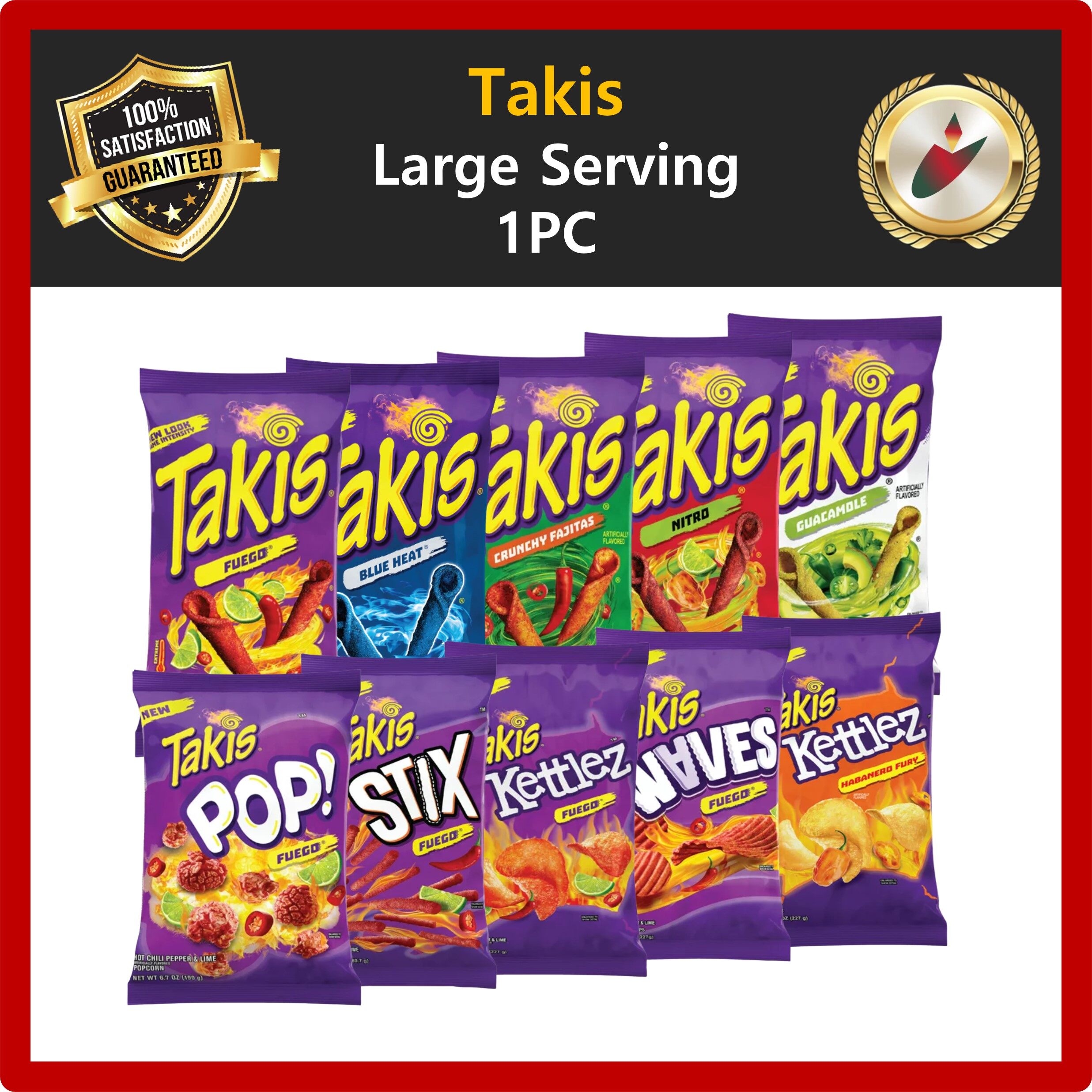 [Barcel] takis lớn phục vụ 1pcs/Fuego màu xanh nhiệt Nitro guacamole sóng Stix kettlez/đồ ăn nhẹ chip