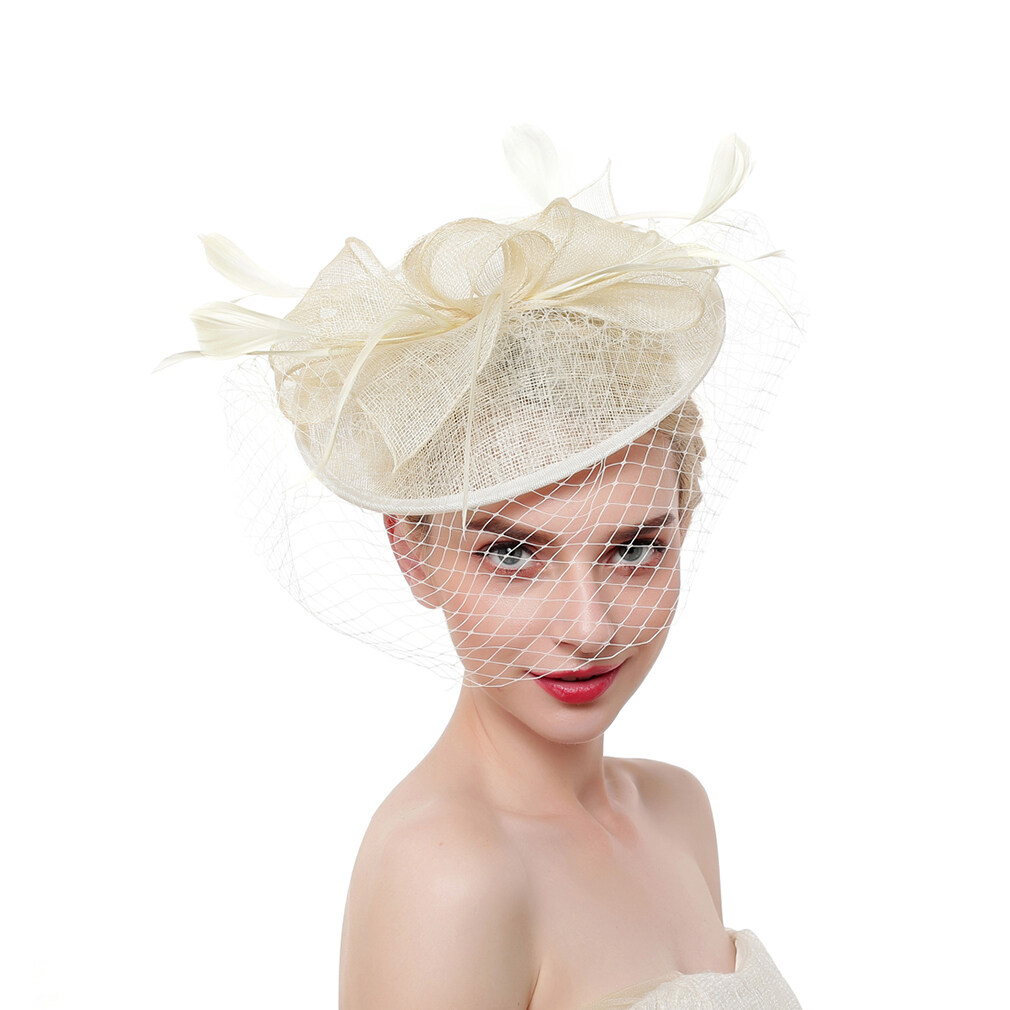 Bigood Women Girl Flower Feather Fascinators Party Hat Hair Clip Wedding Tea Headwear