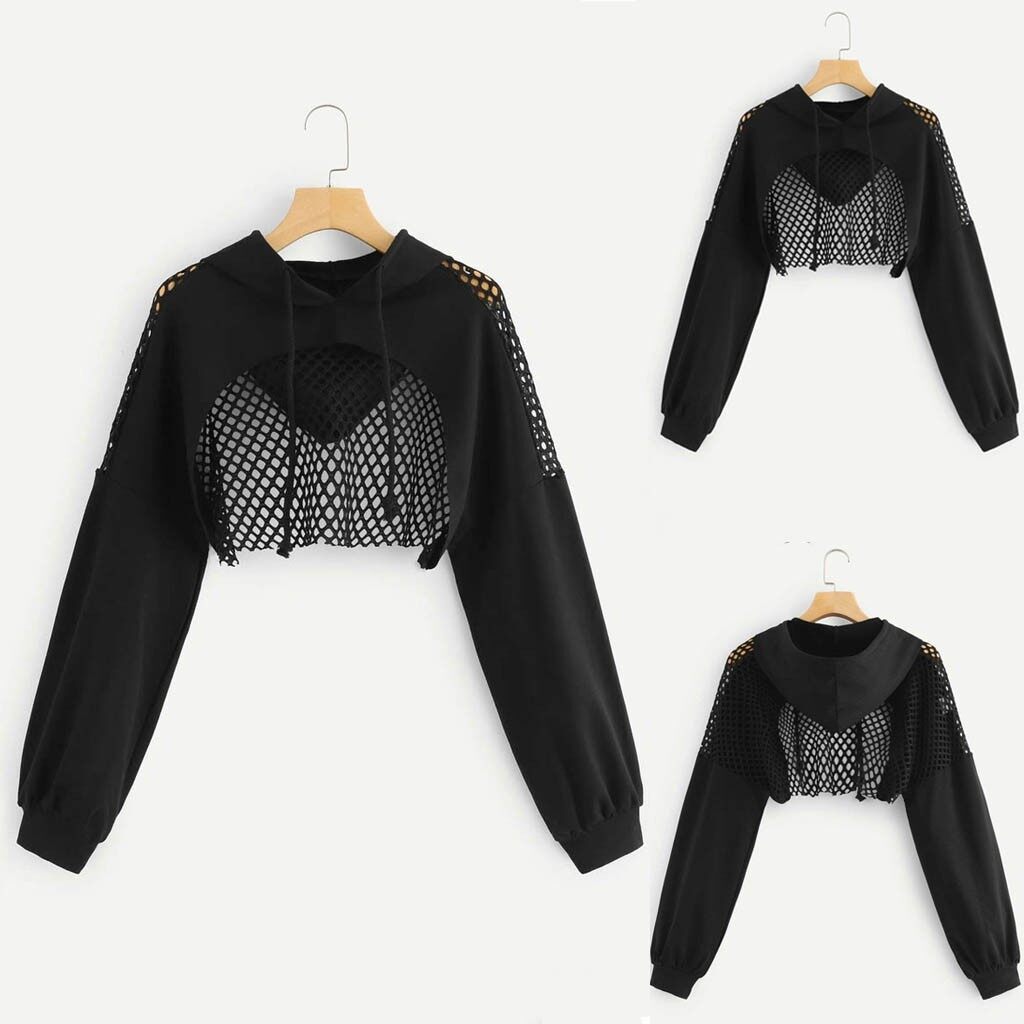 mesh cropped hoodie