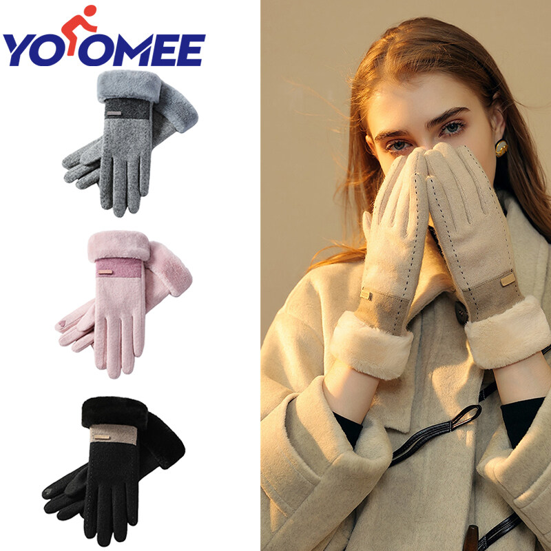 Yoomee Găng Tay Mùa Đông Mới Cho Nữ Găng Tay Cashmere Ấm Lạnh Chắp Vá Găng Tay Nữ Chống Gió Ngoài Trời Màn Hình Cảm Ứng Dày Dặn Bằng Lông Cừu