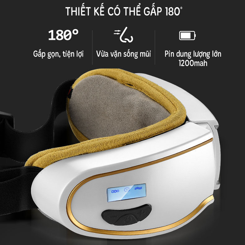 [hcm]máy massage mắt thông minh chính hãng chigo thế hệ mới 2021-kết nối bluetooth massage túi khí rung nóng 8
