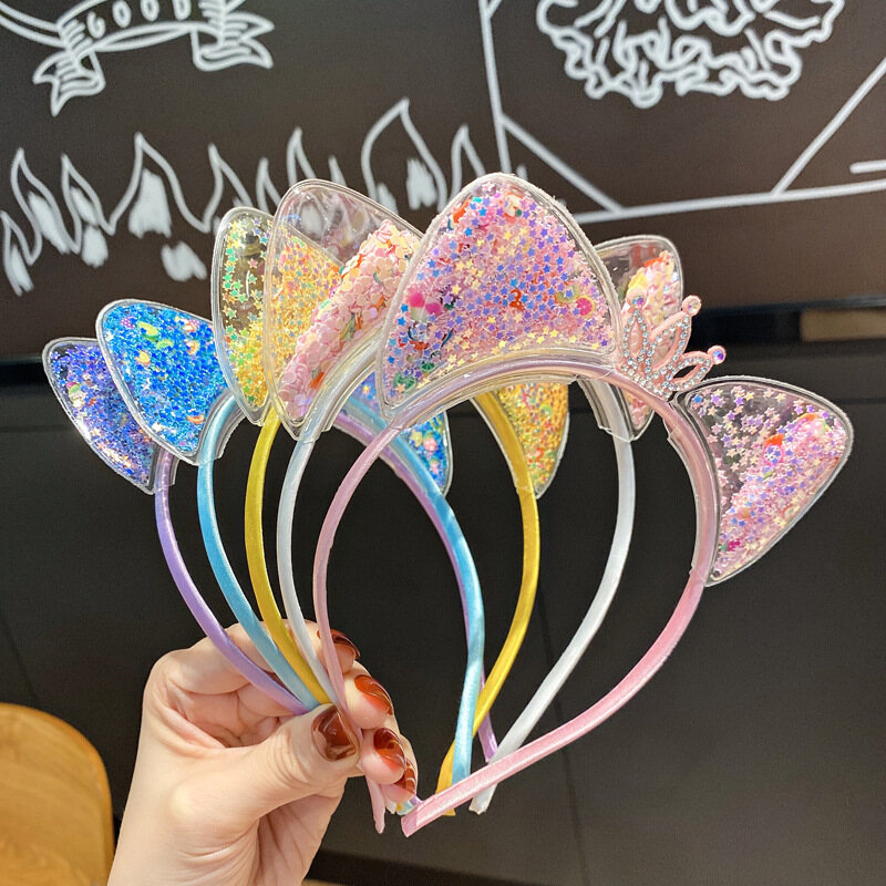 Thời trang hàn quốc tai mèo Mũ vương miện kẹo màu dễ thương bờm tóc trẻ em hairbands công chúa Phụ kiện tóc