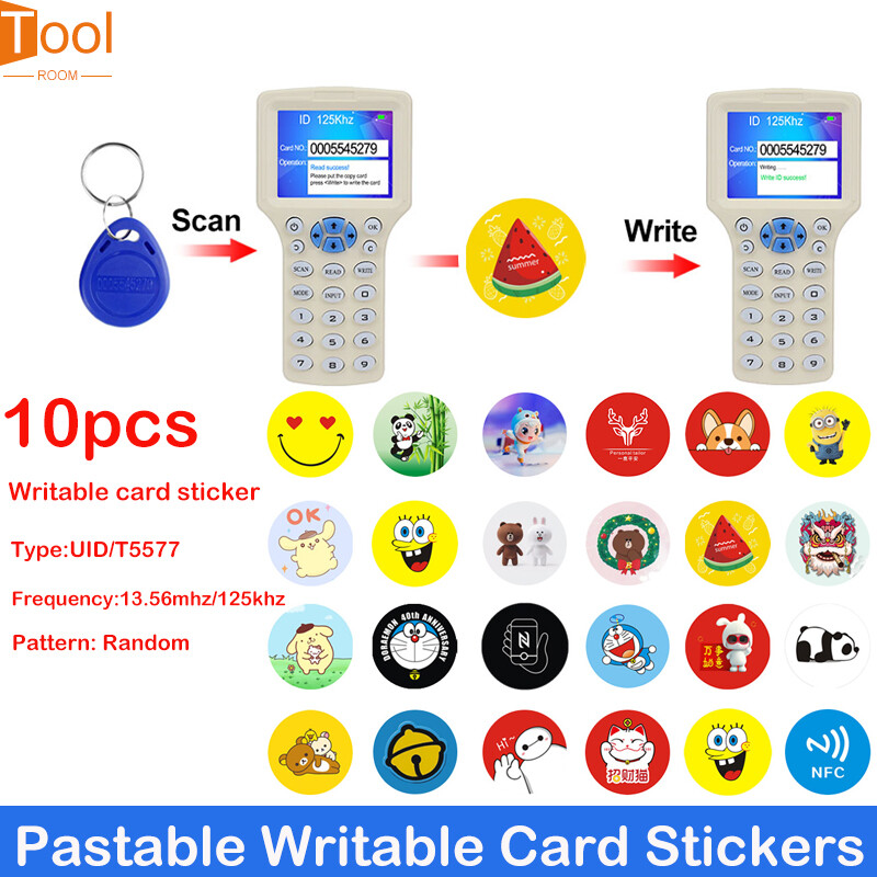 5/10 cái nhãn dán điện thoại di động chống nhiễu uid rfid 125khz t5577 13.56mhz nhãn dán hoạt hình em4305 có thể ghi được nhãn gần