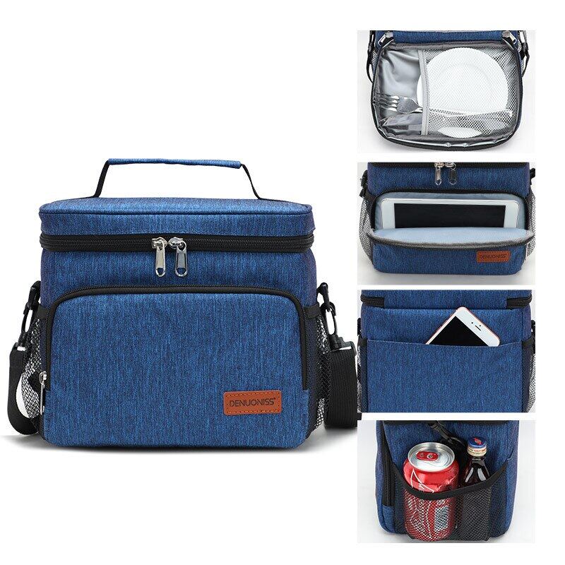 Gambar Large Capacity Picnic Cooler Bag Shoulder Bento Thermal Tote Office Food Pouch Camping Snack Fruit Drink Fresh Keeping Package