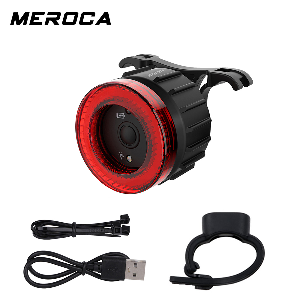 Meroca đèn xe đạp đèn hậu xe đạp sạc usb đèn hậu cảm biến phanh thông minh tự động chống nước đèn hậu led xe đạp leo núi phụ kiện xe đạp