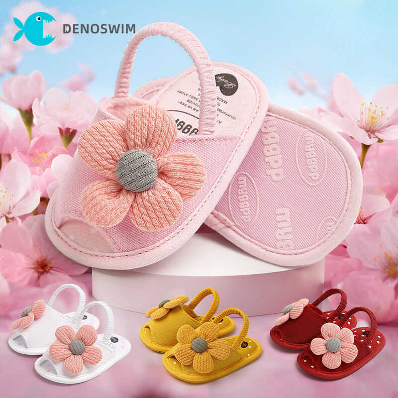 DENOSWIM 0-18Months Cute Sunflower Sandals for Kids Girls Anti