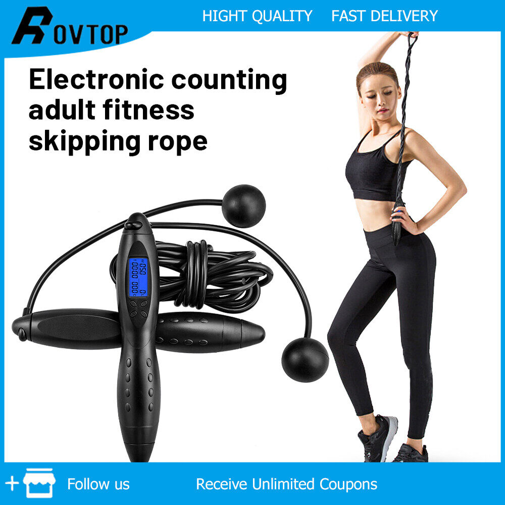 Rovtop thông minh dây nhảy tập thể dục thể thao dây để nhảy điện tử bộ đếm calo dây nhảy với chống-trượt tay nắm với màn hình lcd hiển thị thời gian, calorie cho tập thể dục & tập thể dục
