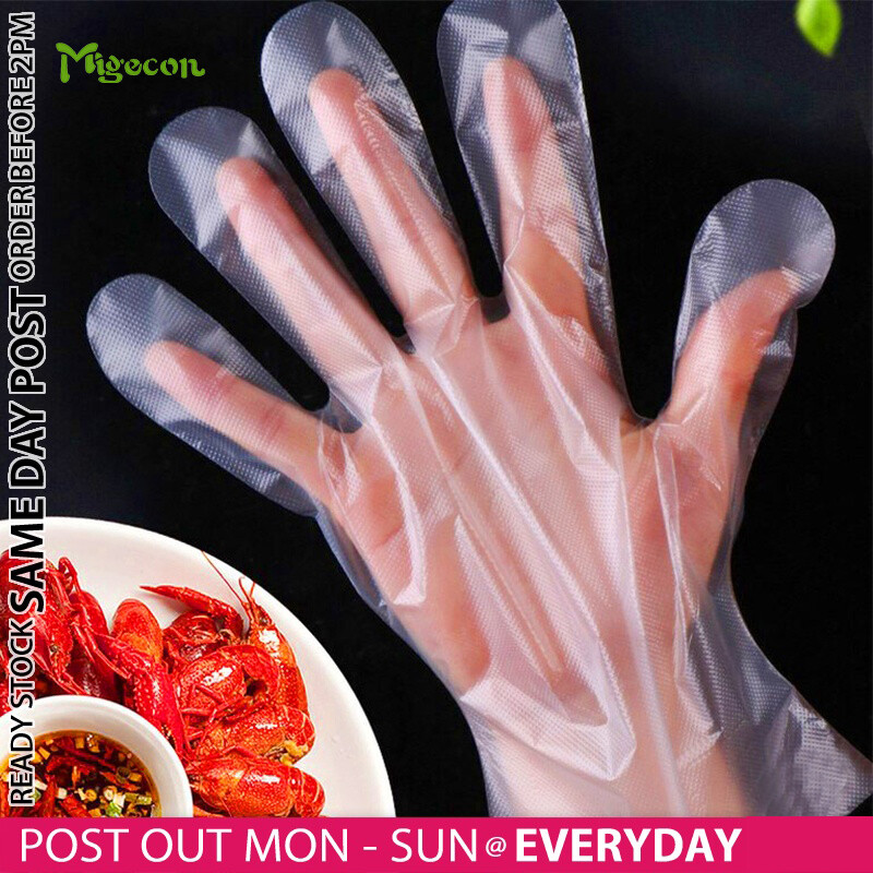 Ngecon 100 Chiếc Găng Tay Nhựa Dùng Một Lần Trong Suốt, Găng Tay Không Độc Hại Chất Liệu PE Chống Thấm Nước, Thích Hợp Cho Mọi Dịp Giữ Tay Làm Sạch
