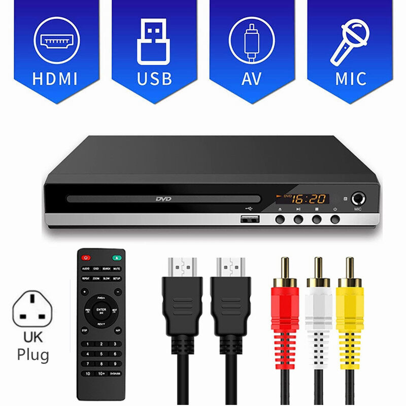 HD 1080P Home Ổ Đọc DVD Box Cho TV Máy Phát Đĩa DVD CD Đĩa Miễn Phí Toàn Khu Vực Đầu Ra AV MIC Tích Hợp Trong Cổng