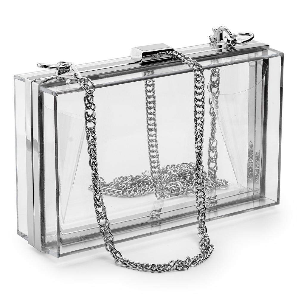 silver clear clutch bag