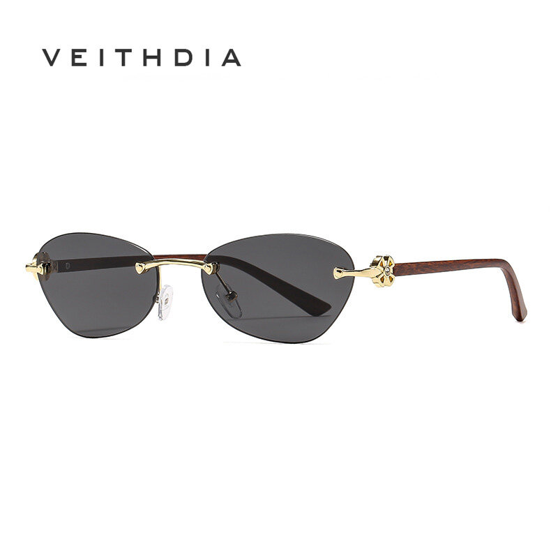 VEITHDIA New Women's Square Cat Eye Rimless Sunglasses Fashion Metal Glasses With UV400 Protection Shades LS7602 ราคา 540 บาท*ส่งฟรี