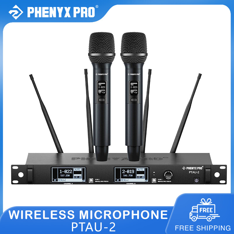 Phenyx Pro PTAU-2 True Diversity 2-Channel Wireless Microphone System w/ ID Lock Auto Scan Cordless Mics for Singing DJ Karaoke ราคา 14,500 บาท*ส่งฟรี