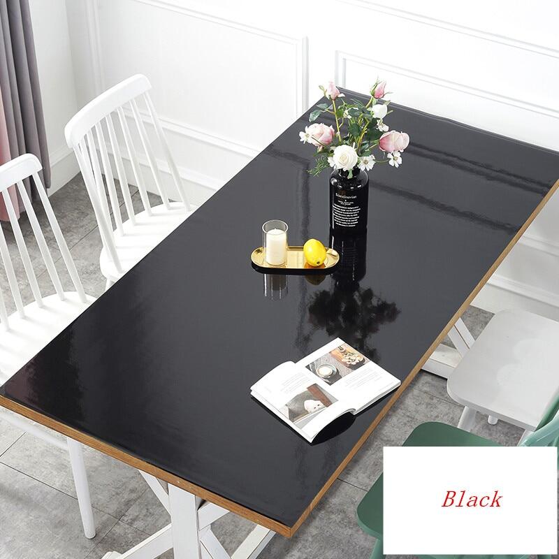 Gambar 1Mm Waterproof Oil Proof Plastic PVC Tablecloth Soft Glass Tablecloth Fashion Pvc Table Linens Black Non Slip Table Mat Cover