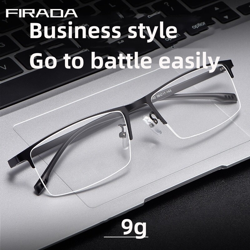 FIRADA Mắt Kính Nửa Gọng Vuông Hoài Cổ Thời Trang Mắt Kính Cổ Điển Cho Nam Gọng Kính Cận Kính Theo Toa Thuốc Cho Nam 9102