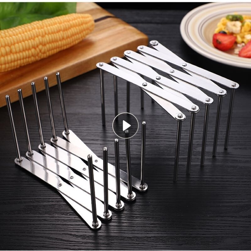 Gambar Stainless Steel Kitchen Organizer Extendable Pot Lid Rack Multipurpose Spoon Plate Holder Cooking Dish Tray Stand Steamer Racks