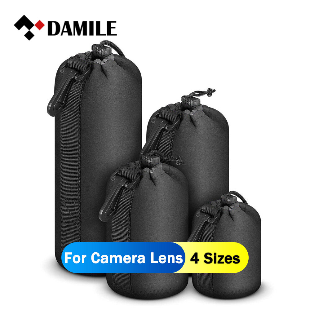 Damile Neoprene không thấm nước mềm Túi đựng ống kính máy ảnh Túi lưu trữ ống kính cao su tổng hợp Đen Túi Túi lưu trữ có sẵn trong nhỏ, vừa, lớn, cực lớn