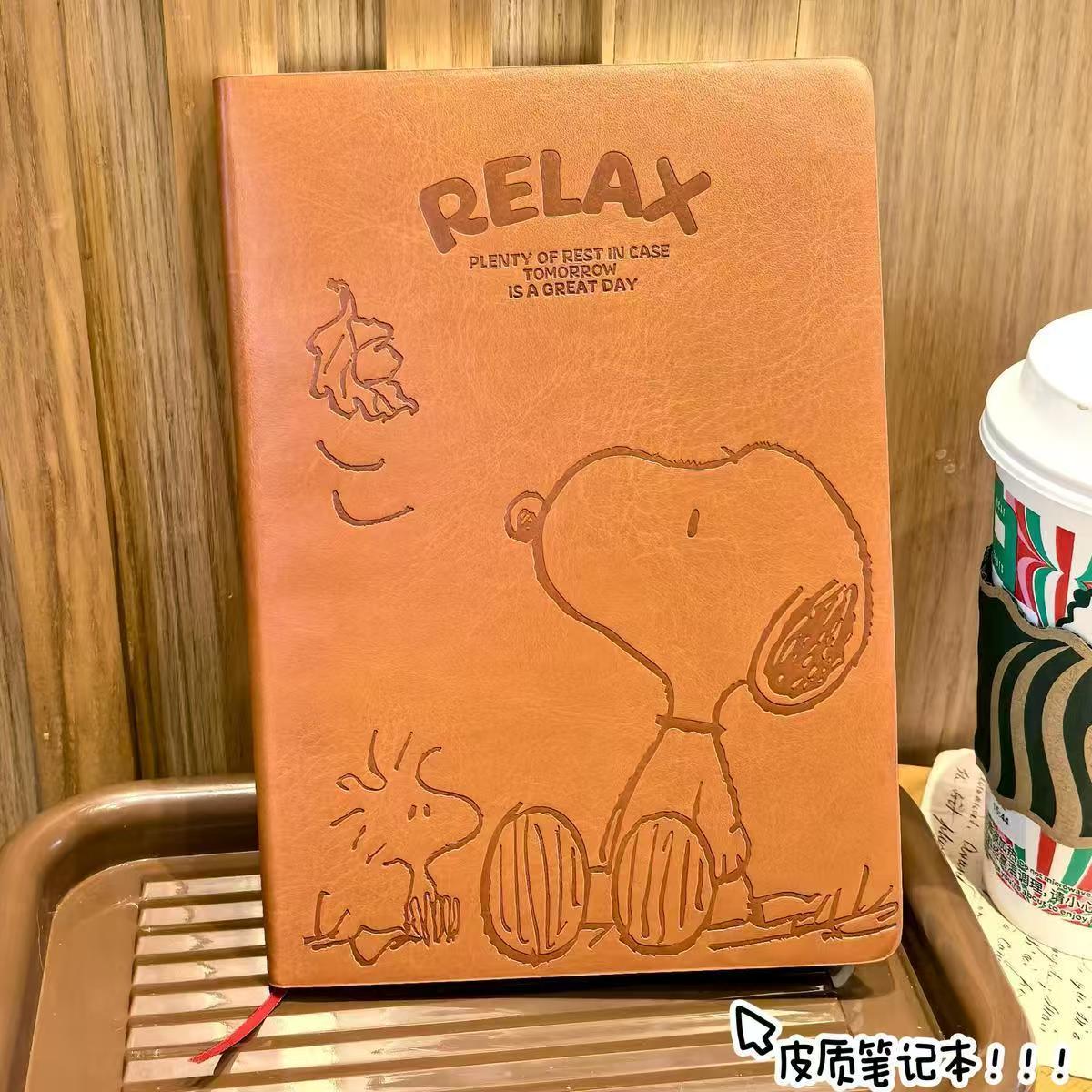 New Super Cute Cartoon Snoopy Good Quality Leather Coil Journal Diary Notebook Yearly Schedule Plan Notepad