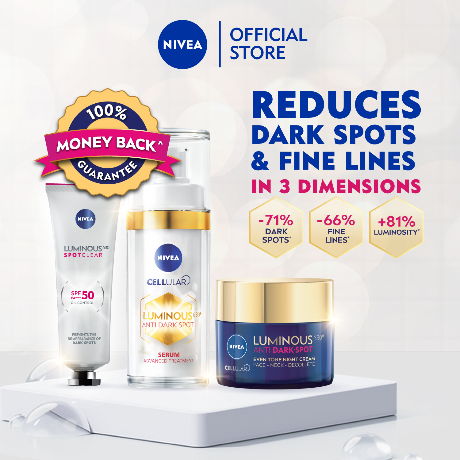 Gambar NIVEA Luminous 630 Anti Dark Spot Gold Treatment Set + NIVEA Luminous630 AntiDark Spot Even Tone Night Cream 50ml