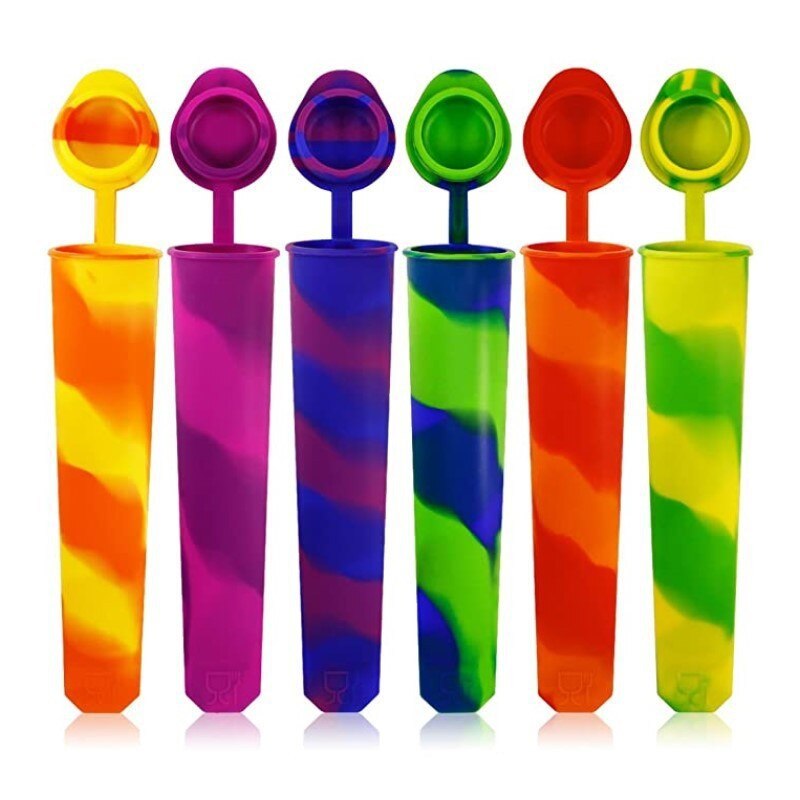 Gambar 6Pc Lot Summer Popsicle Maker Lolly Mould DIY Food Grade Silicone Ice Cream Pop Mold Ice Lolly Ice Cube Mould Random Color