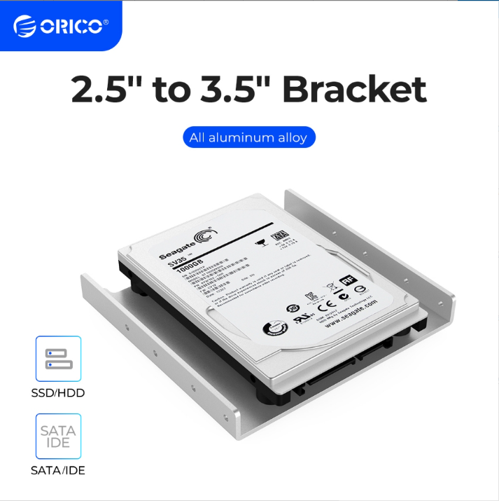 ORICO Aluminum 2.5 to 3.5 inch Chassis hard drive bracket Support 2.5 inch IDE / HDD / SSD For PC Hard Drive Enclosure ราคา 104 บาท*ส่งฟรี