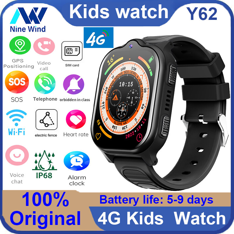 NineWind Y62 Children's Phone Watch Smart GPS Positioning 4G Video AI Smart Voice Photo Call Waterproof Sports Health Kids Smart Watch ราคา 1,603 บาท*ส่งฟรี