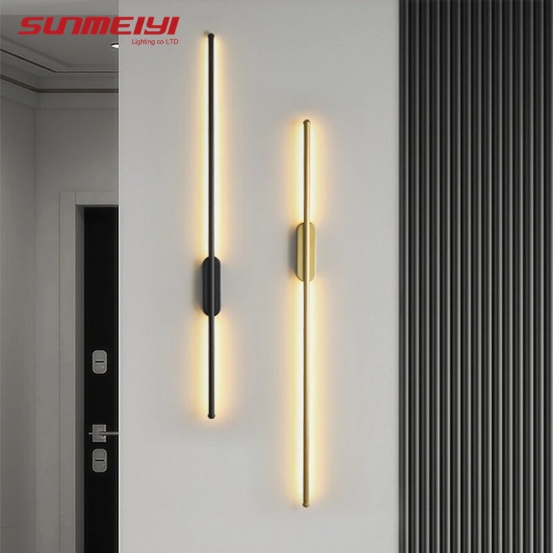 Gold Black Indoor LED Wall Lights Fixtures Wall Lamps Decro for Corridor Hall Kitchen Long Strip Wall Sconce for Bedroom Stairs
