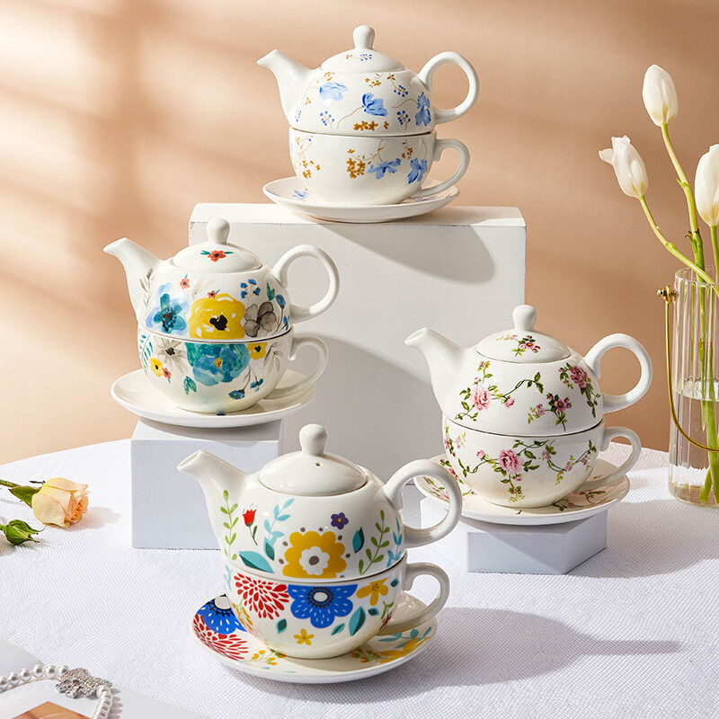 Gambar Creative Ceramic Tea Set Large capacity Flower Teapot Child Mother Pot Office Single Coffee Pot Kettle Gift